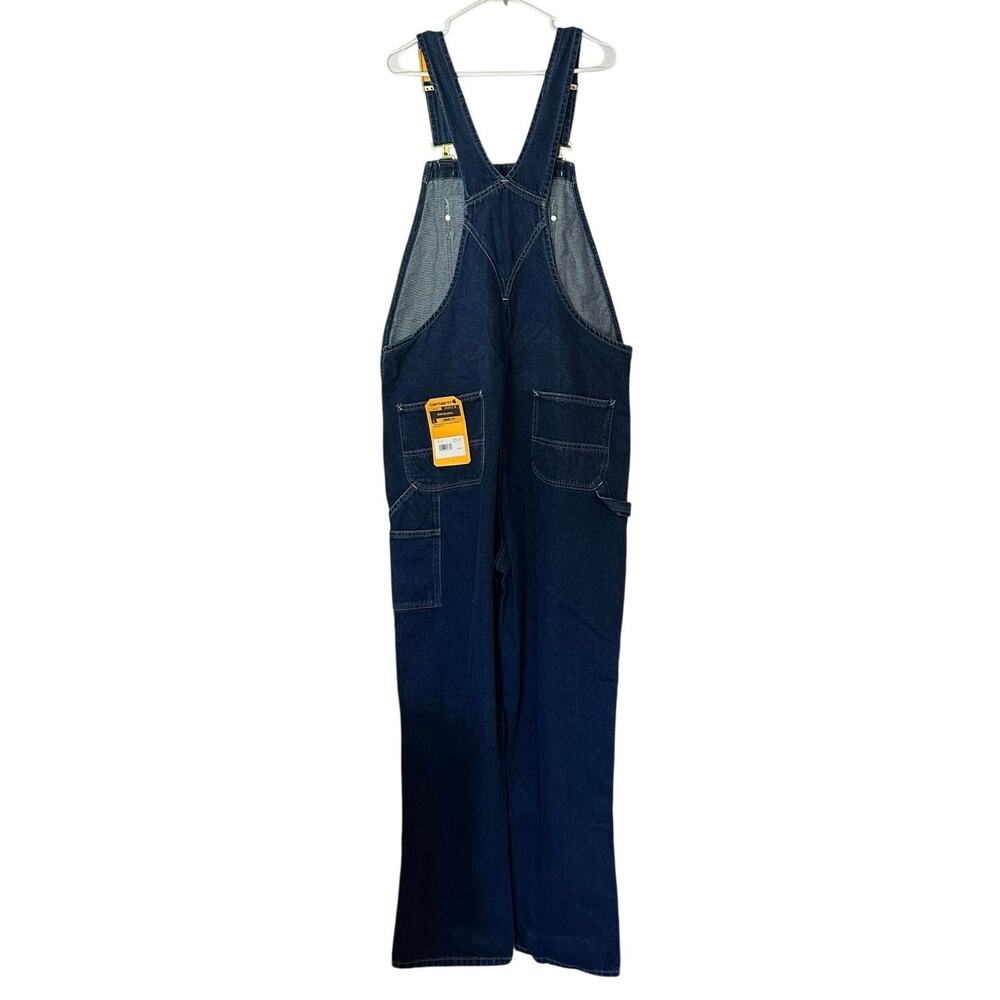 Carhartt NWT Loose Fit Denim Rib Overalls Size 38x34 Workwear Farm Chore Pockets - Picture 2 of 16